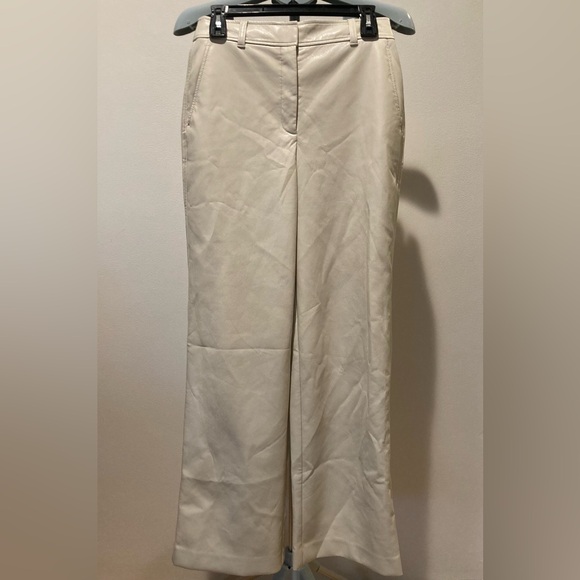 Aritzia Babaton Beige High-Waist Vegan Leather Women’s Trousers Normcore‎ Scandi